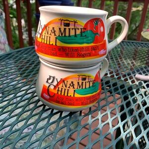 Vintage Dynamite Chili Ceramic Mug set Will Roger’s